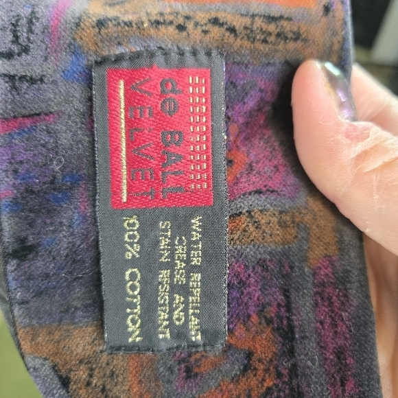 Vtg 80s De Ball Velvet Portrait multicolor abstract swing open front coat - Picture 10 of 12